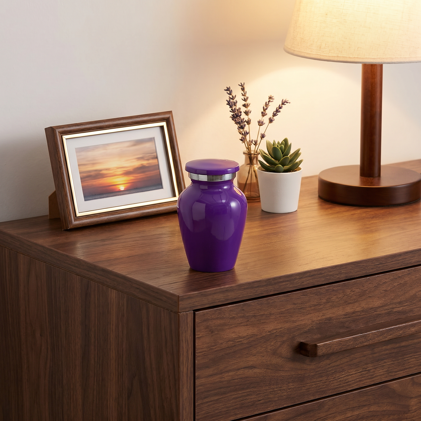 Keepsake Cremation Urn Purple Finish with Velvet Bag (NUPUR-K)