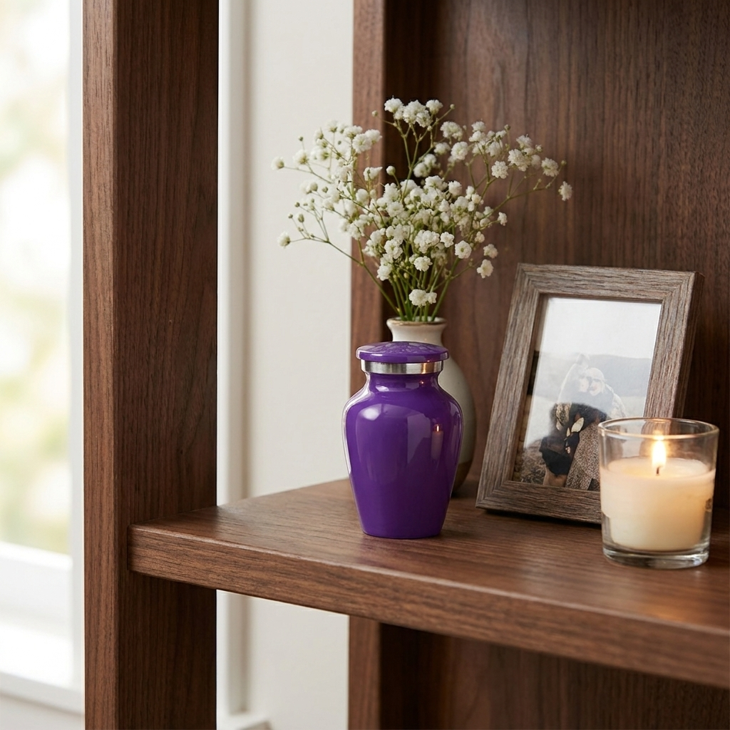 Keepsake Cremation Urn Purple Finish with Velvet Bag (NUPUR-K)