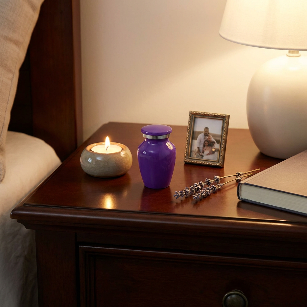 Keepsake Cremation Urn Purple Finish with Velvet Bag (NUPUR-K)