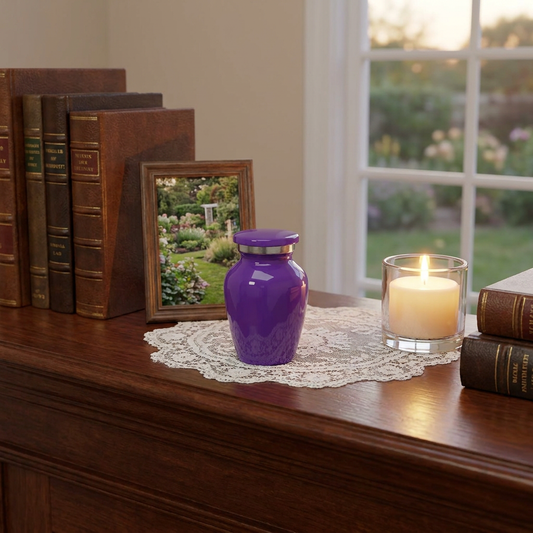 Keepsake Cremation Urn Purple Finish with Velvet Bag (NUPUR-K)