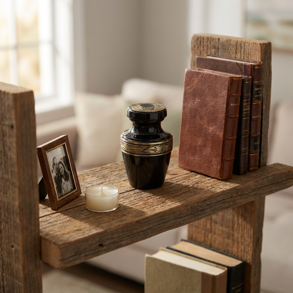 Keepsake Cremation Urn Solid Black & Golden Engraved Design with Velvet Bag – (Product Code: NUEBE-K)