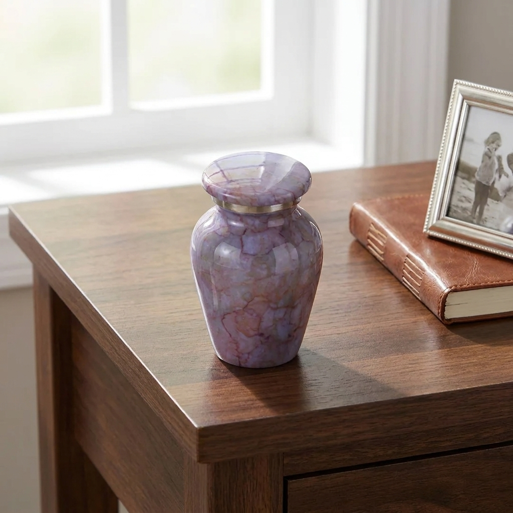 Keepsake Cremation Urn Stone Textured Design with Velvet Bag – (Product Code: NUABO-K)