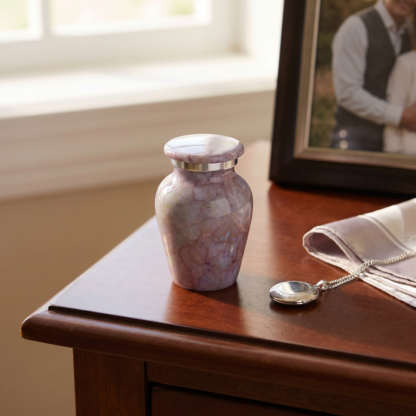 Keepsake Cremation Urn Stone Textured Design with Velvet Bag – (Product Code: NUABO-K)
